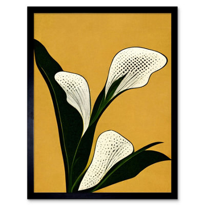 Artery8 Framed Wall Art Art Deco Pop Art White Calla Lily Flower Plant12X16 Inch from B&Q
