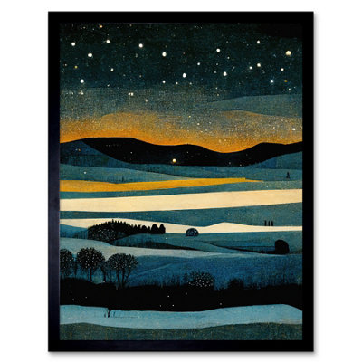 B&Q -  Framed Wall Art Star Filled Twilight Landscape Painting12X16 Inch