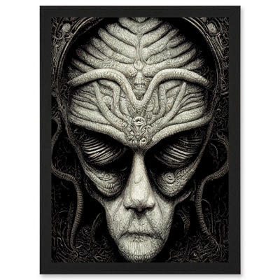 Artery8 Alien Grays Monochrome Gothic Horror Wall Art PrintA4 Size from B&Q