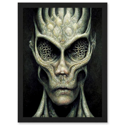 Artery8 Gray Alien Gothic Horror Dark Monochrome Wall Art PrintA4 Size from B&Q