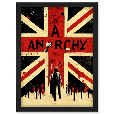 Artery8 Anarchy Union Jack Stencil Rebel Graffiti Punk Uk Wall Art PrintA4 Size from B&Q