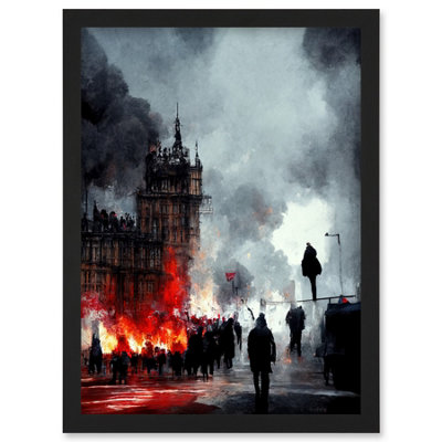 B&Q -  Anarchy Civil Unrest Punk Rioting Uk Houses Parliament Wall Art PrintA4 Size
