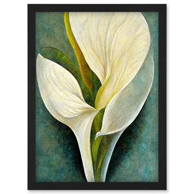 Artery8 Single White Calla Lily Flower Petal Detail Modern Wall Art PrintA4 Size from B&Q