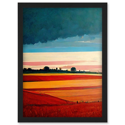 Artery8 Colourful Modern Countryside Landscape Multicoloured Wall Art PrintA4 Size from B&Q
