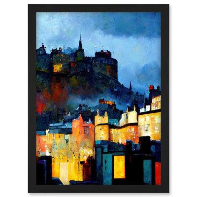 Artery8 Edinburgh Castle From Grassmarket Cityscape Modern Wall Art PrintA4 Size from B&Q