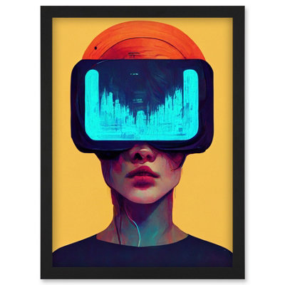 Artery8 Funky Virtual Reality Gamer Kids Wall Art PrintA4 Size