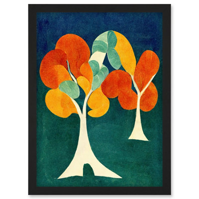 Artery8 Minimalistic Henri Matisse Style Autumn Fall Trees Abstract Wall Art PrintA4 Size from B&Q