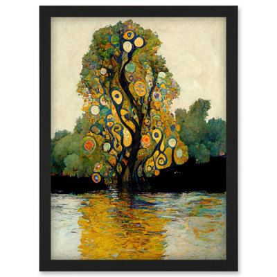 Artery8 Klimt Style Tree River Bank Scene Wall Art PrintA4 Size from B&Q