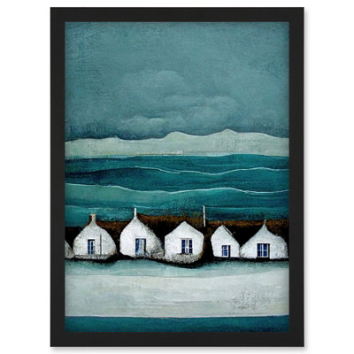 Artery8 Row Of White Fisherman Cottages Isle Of Jura Wall Art PrintA4 Size from B&Q