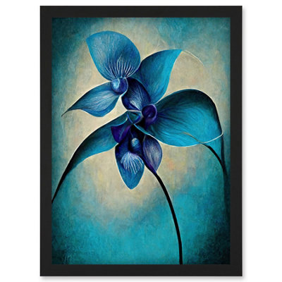 Artery8 Abstract Blue Orchid Floral Modern Wall Art PrintA4 Size from B&Q