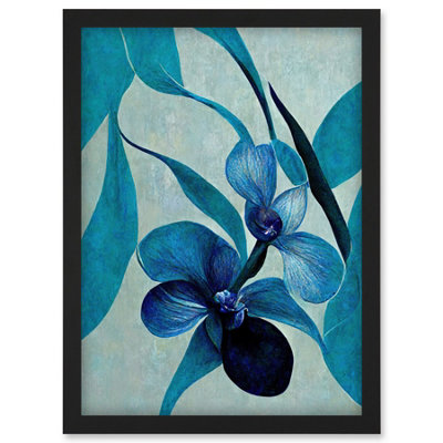 Artery8 Modern Abstract Blue Orchid Modern Wall Art PrintA4 Size from B&Q