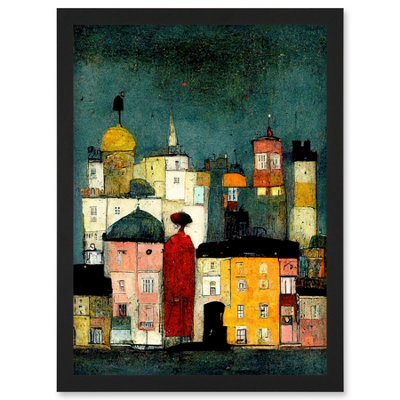 Artery8 Onlooker Quirky Colourful Street Scene Wall Art PrintA4 Size from B&Q