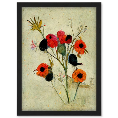 Artery8 Poppy Flowers Colourful Floral Abstract Wall Art PrintA4 Size from B&Q