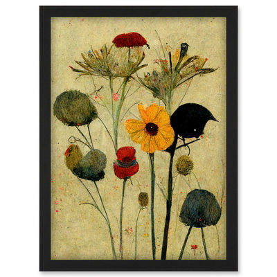 Artery8 Colourful Abstract Autumn Wildflowers Wall Art PrintA4 Size from B&Q