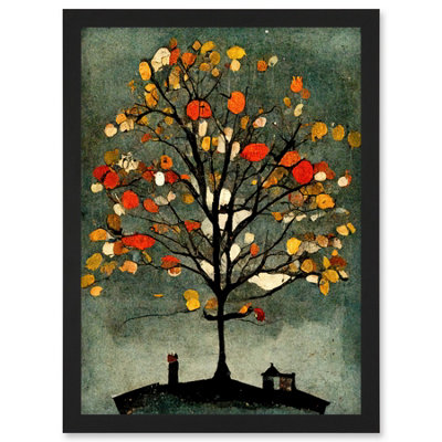 Artery8 Quirky Abstract Autumn Tree Wall Art PrintA4 Size from B&Q