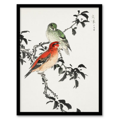 Artery8 Numata Kashu Framed Wall Art Print Crossbill Birds JapanA4 Size from B&Q