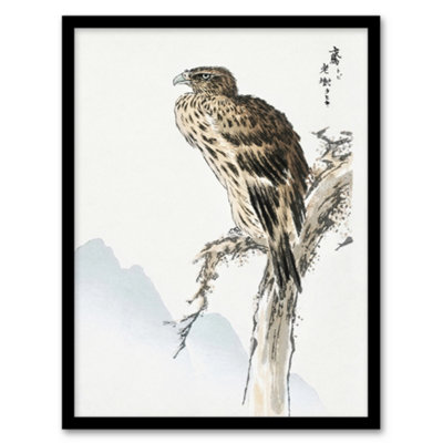 B&Q -  Numata Kashu Framed Wall Art Print Black Eared Kite Bird JapanA4 Size