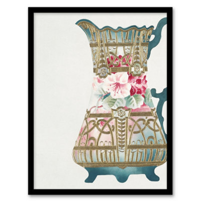 B&Q -  Noritake Factory Framed Wall Art Print Design For Ewer Vintage FloralA4 Size