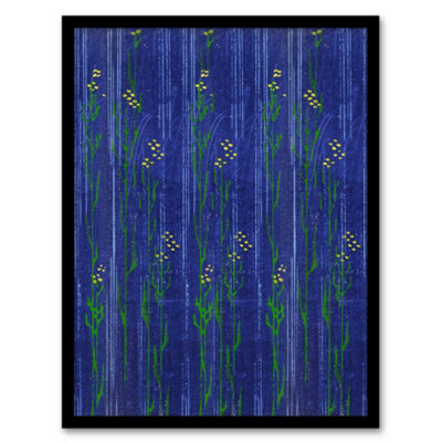 Artery8 Furuya Korin Framed Wall Art Vintage Japan Blue Floral PatternA4 Size from B&Q