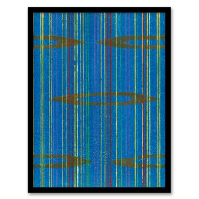 Artery8 Furuya Korin Framed Wall Art Print Blue Abstract Geometric PatternA4 Size from B&Q