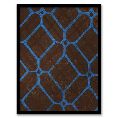 Artery8 Furuya Korin Framed Wall Art Print Vintage Geometric Textile PatternA4 Size from B&Q