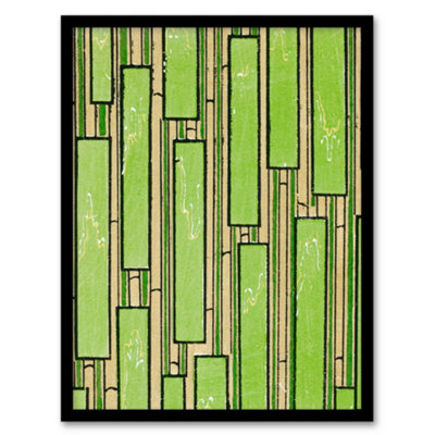 Artery8 Furuya Korin Framed Wall Art Print Green Bamboo Vintage PatternA4 Size from B&Q