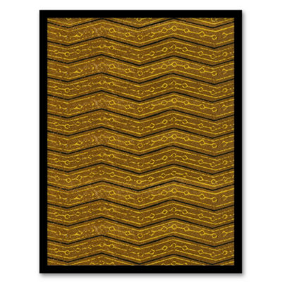 Artery8 Furuya Korin Framed Wall Art Print Zigzag Geometric Textile PatternA4 Size