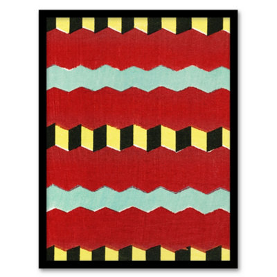 Artery8 Furuya Korin Framed Wall Art Print Shima Zigzag Textile PatternsA4 Size from B&Q