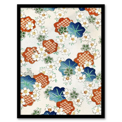 Artery8 Shin Bijutsukai Framed Wall Art Print Vintage Floral Flower PatternA4 Size from B&Q