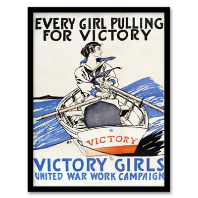 B&Q -  Edward Penfield Framed Wall Art Print Every Girl Pulling For VictoryA4 Size