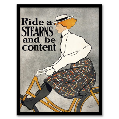 Artery8 Edward Penfield Framed Wall Art Ride A Stearns Vintage Bicycle AdA4 Size from B&Q