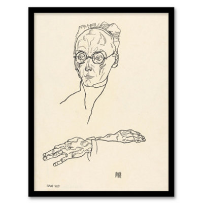 Artery8 Egon Schiele Framed Wall Art Print Franz Blei Line Art PortraitA4 Size from B&Q