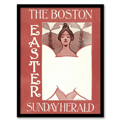 Artery8 Ethel Reed Framed Wall Art Print Herald Easter Cover Art Nouveau - A4 Size