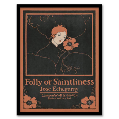 B&Q -  Ethel Reed Framed Wall Art Folly Or Saintliness Novel Book CoverA4 Size