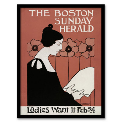 Artery8 Ethel Reed Framed Wall Art Print  Herald Cover Poppies Art NouveauA4 Size from B&Q