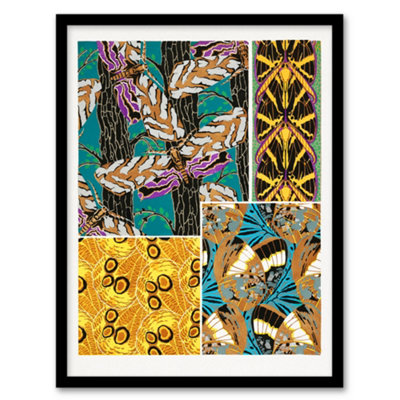 Artery8 Eugene Seguy Framed Wall Art Colourful Vintage Butterfly PatternA4 Size from B&Q