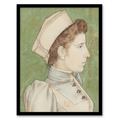 Artery8 Jan Toorop Framed Wall Art Print Portrait Of Nurse Nelly In UniformA4 Size from B&Q
