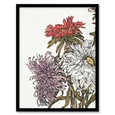 Artery8 Julie De Graag Framed Wall Art Print Chrysanthemums Flower PaintingA4 Size from B&Q