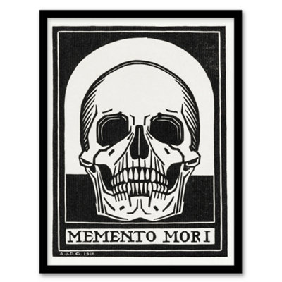 Artery8 Julie De Graag Framed Wall Art Memento Mori Skull Black And WhiteA4 Size from B&Q
