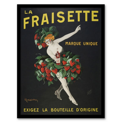 B&Q -  Leonetto Cappiello Framed Wall Art Fraisette Strawberry Liqueur Vintage AdvertA4 Size