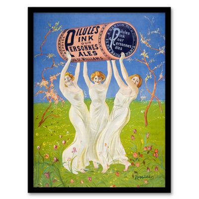 B&Q -  Leonetto Cappiello Framed Wall Art Pilules Pink For Pale People Vintage Advert