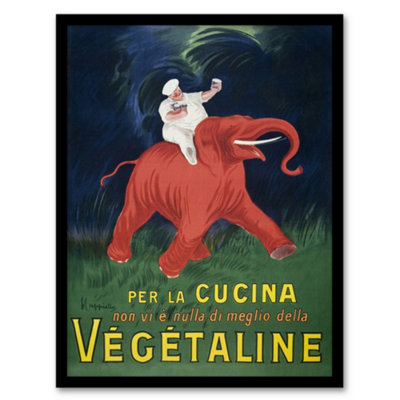 Artery8 Leonetto Cappiello Framed Wall Art Vegetaline Vintage Italian AdvertA4 Size from B&Q