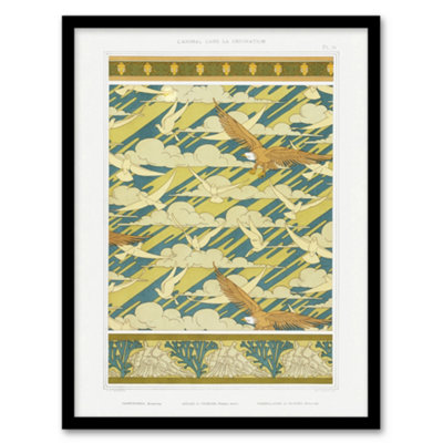 Artery8 Maurice Pillard Verneuil Framed Wall Art Eagles Doves And Sea Shell PatternsA4 Size from B&Q
