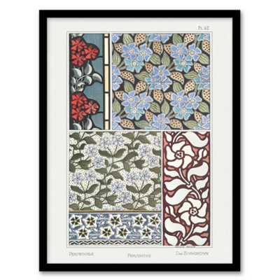 Artery8 Maurice Pillard Verneuil Framed Wall Art Periwinkle Flower PatternA4 Size
