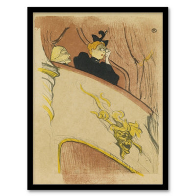 Artery8 Toulouse Lautrec Framed Wall Art Box Sit With Gilded Mask Sketch - A4 Size