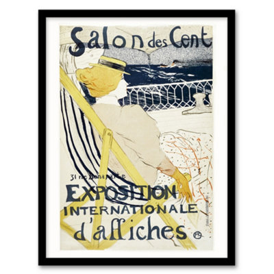 B&Q -  Toulouse Lautrec Framed Wall Art Salon Des Cent Exhibition AdvertA4 Size