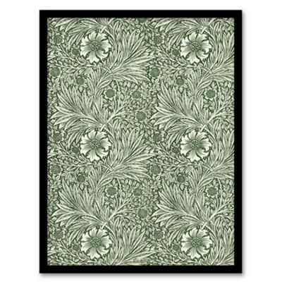 B&Q -  William Morris Framed Wall Art Print Marigold Flower Green PatternA4 Size