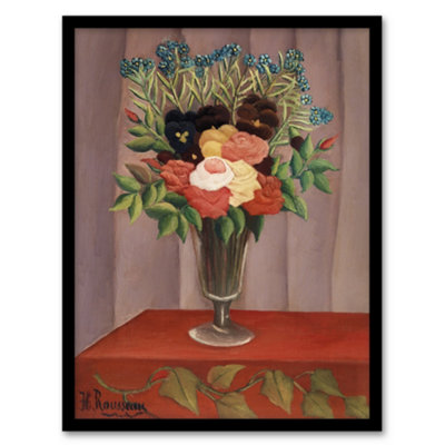B&Q -  Henri Rousseau Framed Wall Art Print Bouquet Of Flowers In A VaseA4 Size