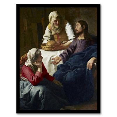 B&Q -  Vermeer Framed Wall Art Print Jesus In The House Of Martha And MaryA4 Size