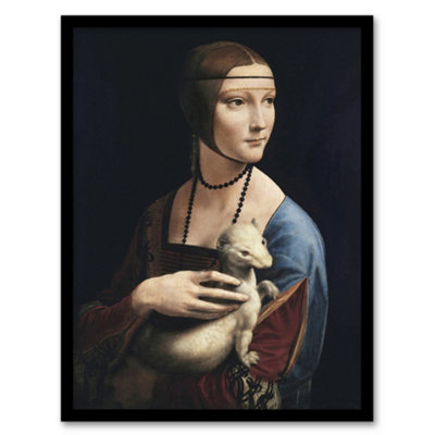 B&Q -  Da Vinci Framed Wall Art Lady With An Ermine La Belle FerronniereA4 Size